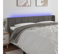 ZQQLVOO Cabecero con LED de Terciopelo Gris Oscuro Classic LED Bed Frame Headboard with Adjustable Height, Soft Velvet Upholstery, and RGB Color Lighting for Modern Bed