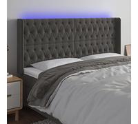 ZQQLVOO Cabecero con LED de Terciopelo Gris Oscuro Classic LED Bed Frame Headboard with Adjustable Height, Soft Velvet Upholstery, USB Powered Backrest for Modern Bedro