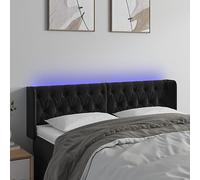 ZQQLVOO Cabecero con LED de Terciopelo Negro Classic LED Bed Frame Headboard with Adjustable Height, Soft Velvet Upholstery, USB Powered Backrest for Modern Bedroom Sup