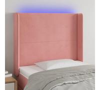 ZQQLVOO Cabecero con LED de Terciopelo Rosa Classic LED Bed Frame Headboard with Adjustable Height, Soft Velvet Upholstery, USB Powered Backrest for Modern Bedroom Supp