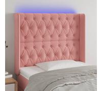 ZQQLVOO Cabecero con LED de Terciopelo Rosa Classic LED Bed Frame Headboard with Adjustable Height, Soft Velvet Upholstery, USB Powered Backrest for Modern Bedroom Supp