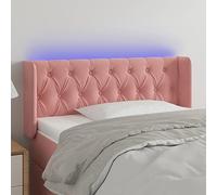 ZQQLVOO Cabecero con LED de Terciopelo Rosa Classic LED Bed Frame Headboard with Adjustable Height, Soft Velvet Upholstery, USB Powered Backrest for Modern Bedroom Supp