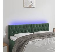 ZQQLVOO Cabecero con LED de Terciopelo Verde Oscuro Classic LED Bed Frame Headboard with Adjustable Height, Soft Velvet Upholstery for Modern Bedroom Support and Backre