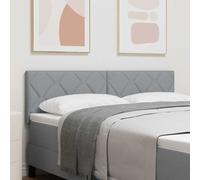 ZQQLVOO Cabecero con Luces de Tiras LED Gris Claro Diamond Block LED Headboard with Wood Frame for Modern Bedroom, Soft Fabric Upholstered Bed Headboard with Energy Eff