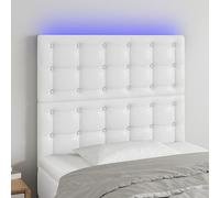 ZQQLVOO Cabecero con Luces LED Cuero sintético Blanco Modern LED Headboard with Adjustable Height, Synthetic Leather Upholstery for Bedroom, Back Support for Reading an