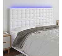 ZQQLVOO Cabecero con Luces LED Cuero sintético Blanco Modern LED Headboard with Adjustable Height, Synthetic Leather Upholstery for Bedroom, Back Support for Reading an