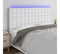 ZQQLVOO Cabecero con Luces LED Cuero sintético Blanco Modern LED Headboard with Adjustable Height, Synthetic Leather Upholstery for Bedroom, Back Support for Reading an