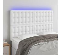 ZQQLVOO Cabecero con Luces LED Cuero sintético Blanco Modern LED Headboard with Adjustable Height, Synthetic Leather Upholstery for Bedroom, Back Support for Reading an