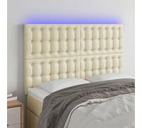 ZQQLVOO Cabecero con Luces LED Cuero sintético Crema Modern LED Headboard with Adjustable Height, Synthetic Leather Upholstery for Bedroom, Back Support for Reading and