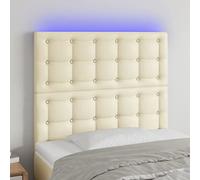 ZQQLVOO Cabecero con Luces LED Cuero sintético Crema Modern LED Headboard with Adjustable Height, Synthetic Leather Upholstery for Bedroom, Back Support for Reading and