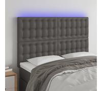 ZQQLVOO Cabecero con Luces LED Cuero sintético Gris Modern LED Headboard with Adjustable Height, Synthetic Leather Upholstery for Bedroom, Back Support for Reading and