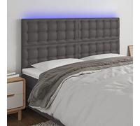 ZQQLVOO Cabecero con Luces LED Cuero sintético Gris Modern LED Headboard with Adjustable Height, Synthetic Leather Upholstery for Bedroom, Back Support for Reading and