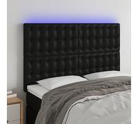ZQQLVOO Cabecero con Luces LED Cuero sintético Negro Modern LED Headboard with Adjustable Height, Synthetic Leather Upholstery for Bedroom, Back Support for Reading and