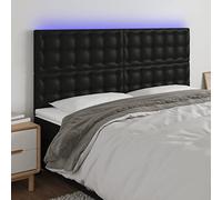 ZQQLVOO Cabecero con Luces LED Cuero sintético Negro Modern LED Headboard with Adjustable Height, Synthetic Leather Upholstery for Bedroom, Back Support for Reading and