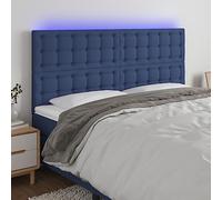 ZQQLVOO Cabecero con Luces LED Tela Azul Modern LED Headboard with Adjustable Height, USB Powered Backlit Bed Frame for Bedroom Comfort and Support 160x5x118/128 cm