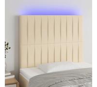 ZQQLVOO Cabecero con Luces LED Tela Crema Modern LED Bed Frame Headboard with Adjustable Height, USB Powered Backrest for Bedroom Comfort 90x5x118/128 cm