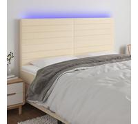 ZQQLVOO Cabecero con Luces LED Tela Crema Modern LED Headboard with Adjustable Height, USB Powered Backlit Bed Frame for Bedroom Comfort and Support 160x5x118/128 cm