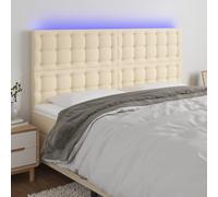ZQQLVOO Cabecero con Luces LED Tela Crema Modern LED Headboard with Adjustable Height, USB Powered Backlit Bed Frame for Bedroom Comfort and Support 160x5x118/128 cm