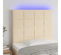 ZQQLVOO Cabecero con Luces LED Tela Crema Modern LED Headboard with Adjustable Height, USB Powered Bed Frame Backrest for Bedroom Comfort and Reading Support 100x5x118/