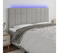 ZQQLVOO Cabecero con Luces LED Tela Gris Claro Modern LED Headboard with Adjustable Height, USB Powered Bed Frame Backrest for Bedroom Comfort and Reading Support 160x5