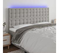 ZQQLVOO Cabecero con Luces LED Tela Gris Claro Modern LED Headboard with Adjustable Height, USB Powered Backlit Bed Frame for Bedroom Comfort and Support 160x5x118/128