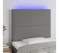 ZQQLVOO Cabecero con Luces LED Tela Gris Oscuro Classic LED Bed Frame Headboard with Modern Design, Adjustable Height, and USB Powered Color Changing Lights for Bedroom