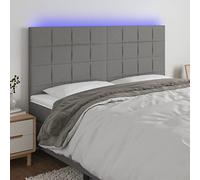 ZQQLVOO Cabecero con Luces LED Tela Gris Oscuro Modern LED Headboard with Adjustable Height, USB Powered Bed Frame Backrest for Bedroom Comfort and Reading Support 160x