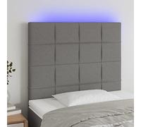 ZQQLVOO Cabecero con Luces LED Tela Gris Oscuro Modern LED Headboard with Adjustable Height, USB Powered Bed Frame Backrest for Bedroom Comfort and Reading Support 90x5