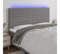 ZQQLVOO Cabecero con Luces LED Tela Gris Oscuro Modern LED Headboard with Adjustable Height, USB Powered Backlit Bed Frame for Bedroom Comfort and Support 180x5x118/128