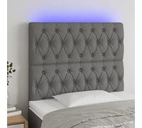 ZQQLVOO Cabecero con Luces LED Tela Gris Oscuro Modern LED Upholstered Bed Frame Headboard with Adjustable Height and RGB Lighting, USB Powered for Bedroom Comfort and
