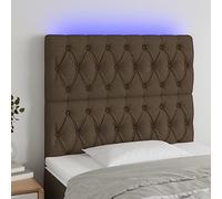 ZQQLVOO Cabecero con Luces LED Tela marrón Oscuro Modern LED Upholstered Bed Frame Headboard with Adjustable Height and RGB Lighting, USB Powered for Bedroom Comfort an