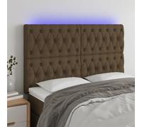ZQQLVOO Cabecero con Luces LED Tela marrón Oscuro Modern LED Upholstered Bed Frame Headboard with Adjustable Height and RGB Lighting, USB Powered for Bedroom Comfort an