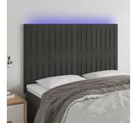 ZQQLVOO Cabecero con Luces LED Terciopelo Gris Oscuro Velvet LED Headboard with Adjustable Height and Color-Changing Lights for Modern Bedroom Support 144x5x118/128 cm