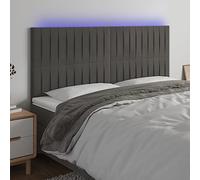 ZQQLVOO Cabecero con Luces LED Terciopelo Gris Oscuro Velvet LED Headboard with Adjustable Height and Color-Changing Lights for Modern Bedroom Support 180x5x118/128 cm