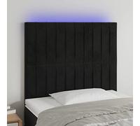 ZQQLVOO Cabecero con Luces LED Terciopelo Negro Velvet LED Headboard with Adjustable Height and Color-Changing Lights for Modern Bedroom Support 80x5x118/128 cm