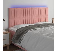 ZQQLVOO Cabecero con Luces LED Terciopelo Rosa Velvet LED Headboard with Adjustable Height and Color-Changing Lights for Modern Bedroom Support 180x5x118/128 cm