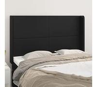 ZQQLVOO Cabecero con Orejas de Cuero sintético Negro Classic Tufted Upholstered Bed Frame Headboard with Ears, Durable Faux Leather, Adjustable Height, Stable Wooden Le