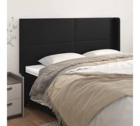 ZQQLVOO Cabecero con Orejas de Cuero sintético Negro Classic Tufted Upholstered Bed Frame Headboard with Ears, Durable Faux Leather, Adjustable Height, Stable Wooden Le