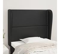 ZQQLVOO Cabecero con Orejas de Cuero sintético Negro Classic Tufted Upholstered Bed Frame Headboard with Ears, Durable Faux Leather, Adjustable Height, Stable Wooden Le