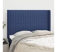 ZQQLVOO Cabecero con Orejas de Tela Azul Classic Tufted Upholstered Bed Frame Headboard with Ears, Adjustable Height, Sturdy Wooden Legs, Breathable Fabric for Bedroom