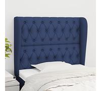 ZQQLVOO Cabecero con Orejas de Tela Azul Classic Tufted Upholstered Bed Frame Headboard with Ears, Adjustable Height, Durable Fabric and Wooden Legs for Bedroom Decor 1