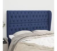 ZQQLVOO Cabecero con Orejas de Tela Azul Classic Tufted Upholstered Bed Frame Headboard with Ears, Adjustable Height, Durable Fabric and Wooden Legs for Bedroom Decor 1