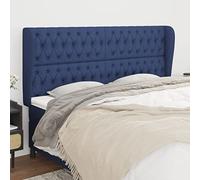 ZQQLVOO Cabecero con Orejas de Tela Azul Classic Tufted Upholstered Bed Frame Headboard with Ears, Adjustable Height, Durable Fabric and Wooden Legs for Bedroom Decor 1