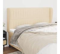 ZQQLVOO Cabecero con Orejas de Tela Color Crema Classic Upholstered Bed Frame Headboard with Ears, Adjustable Height, Durable Fabric and Wooden Legs for Bedroom Comfort