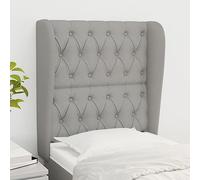 ZQQLVOO Cabecero con Orejas de Tela Gris Claro Classic Tufted Upholstered Bed Frame Headboard with Ears, Adjustable Height, Durable Fabric and Wooden Legs for Bedroom D