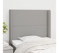 ZQQLVOO Cabecero con Orejas de Tela Gris Claro Classic Tufted Upholstered Bed Frame Headboard with Ears, Adjustable Height, Durable Fabric and Wood Legs for Bedroom Com