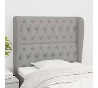 ZQQLVOO Cabecero con Orejas de Tela Gris Claro Classic Tufted Upholstered Bed Frame Headboard with Ears, Adjustable Height, Durable Fabric and Wooden Legs for Bedroom D