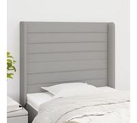 ZQQLVOO Cabecero con Orejas de Tela Gris Claro Classic Tufted Upholstered Bed Frame Headboard with Ears, Adjustable Height, Sturdy Wooden Legs, Breathable Fabric for Be