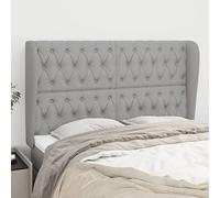 ZQQLVOO Cabecero con Orejas de Tela Gris Claro Classic Tufted Upholstered Bed Frame Headboard with Ears, Adjustable Height, Durable Fabric and Wooden Legs for Bedroom D