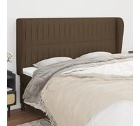ZQQLVOO Cabecero con Orejas de Tela marrón Oscuro Classic Upholstered Bed Frame Headboard with Ears, Adjustable Height, Durable Fabric and Wooden Legs for Bedroom Comfo
